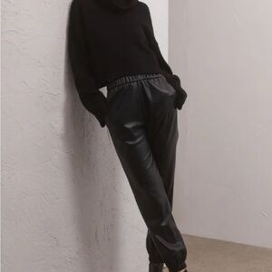 Z Supply Black Leather Joggers